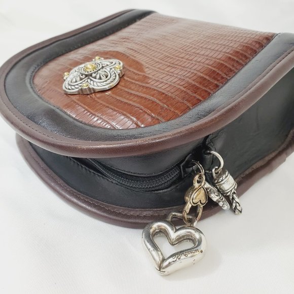 Brighton Bags Brighton Vintage Black Brown Leather Small Saddle